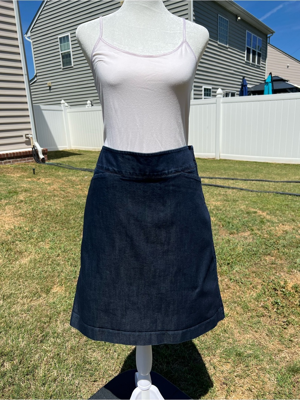 Talbot's Dark Wash Denim A-Line Knee-Length Skirt Size 12
